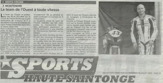Article presse team de l ouest hs 2014